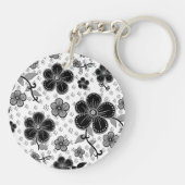 Porte-clés Impression florale noire et blanche (Dos)