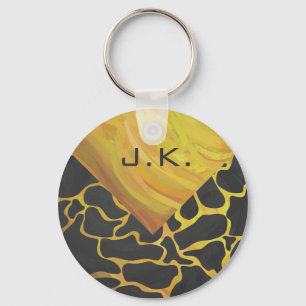 Porte-clés Impression Giraffe noir et jaune