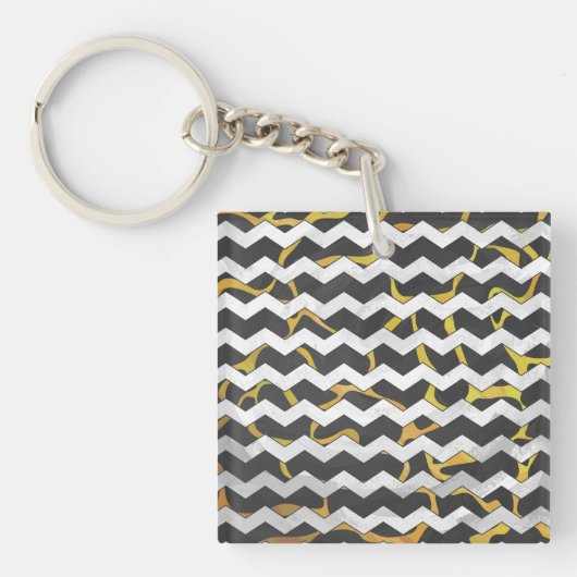 Porte-clés Impression Giraffe noir et jaune (Devant)