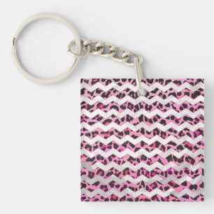 Porte-clés Impression léopard noir et rose chaud