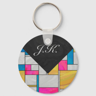 Porte-clés Impression Mondrial jaune rose