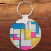 Porte-clés Impression Mondrial jaune rose (Recto)