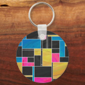 Porte-clés Impression noir rose bleu monochrome (Recto)