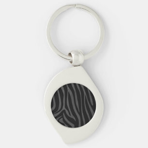 Porte-clés Impression noire et grise Zebra