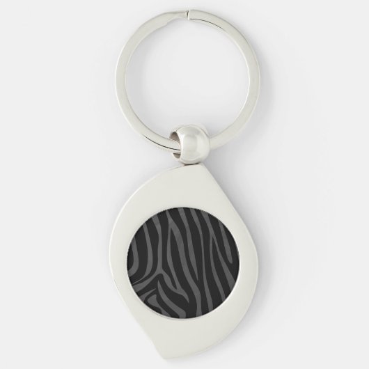 Porte-clés Impression noire et grise Zebra (Devant)