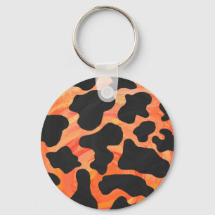 Porte-clés Impression noire et orange de vache