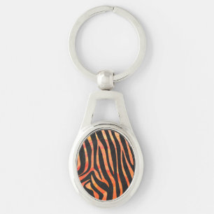 Porte-clés Impression noire et orange Zebra