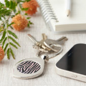 Porte-clés Impression noire et rose Zebra (Côté )