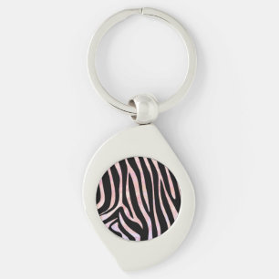 Porte-clés Impression noire et rose Zebra