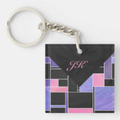 Porte-clés Impression noire violet mondriaque (Devant)