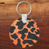 Porte-clés Impression vache noire et orange (Recto)