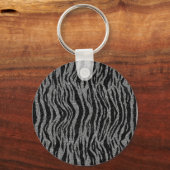Porte-clés Impression Zèbre Noir et Gris Argent (Recto)