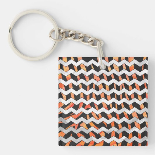 Porte-clés Impression zèbre noir et orange (Devant)