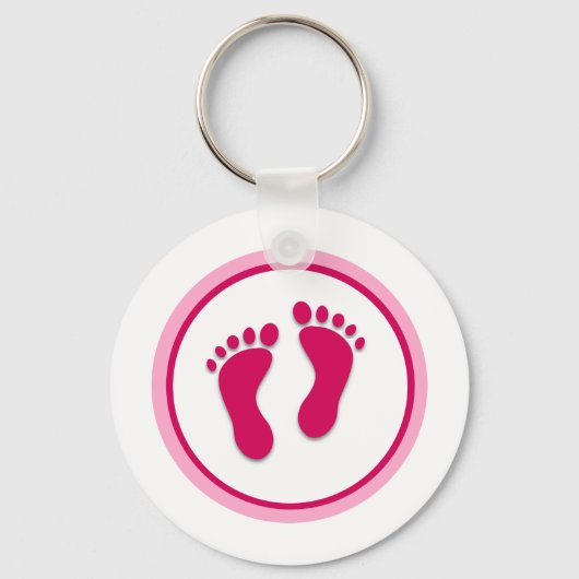 Porte-clés Imprimantes de pied rose bébé fille (Recto)