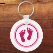 Porte-clés Imprimantes de pied rose bébé fille (Recto)