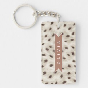Porte-clés Imprimé animalier léopard neutre chic personnalisé