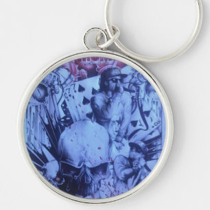 Porte-clés Imprimé d'art de musiciens pop bleu violet