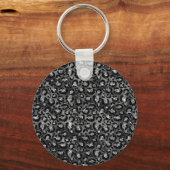 Porte-clés Imprimé léopard noir et gris argenté (Recto)