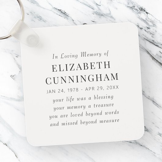 Porte-clés In Love Memory Memorial Modern Simple Citation