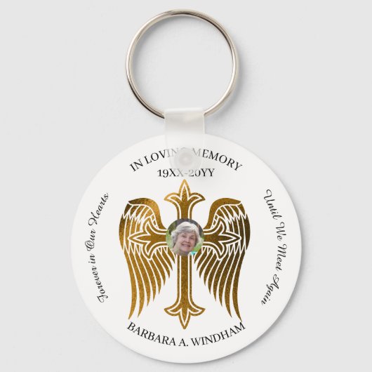 Porte-clés In Love Memory Photo Keepsaké croix avec ailes K (Recto)