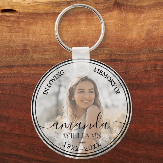 Porte-clés In Loving Memory | Elegant Memorial | Name, Photo (Recto)