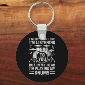 Porte-clés In My Head I'm Playing My Drums Funny Drummer Drum (Recto)