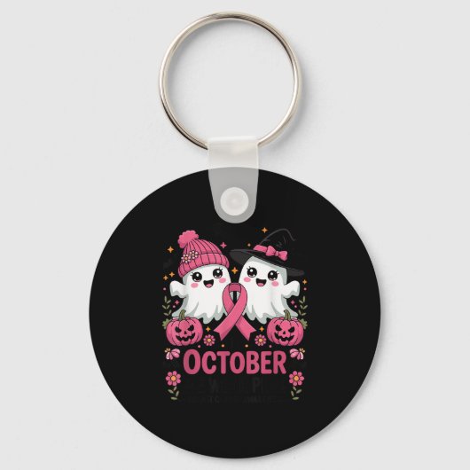 Porte-clés In October We Wear Nk Ghost Witch Breast Cancer Aw (Recto)