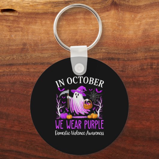 Porte-clés In October We Wear Purple Domestic Violence Ghost (Recto)