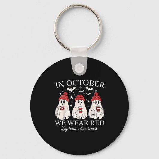 Porte-clés In October We Wear Red Ghost Teacher Dyslexia Awar (Recto)