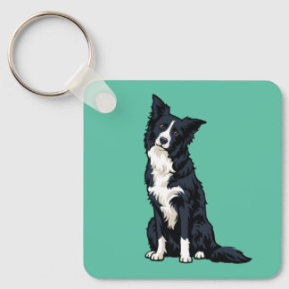 Porte-clés Inclinaison de tête de Border Collie mignon