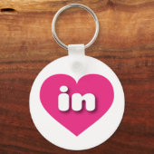 Porte-clés Indiana coeur rose chaud - J'aime dans (Recto)