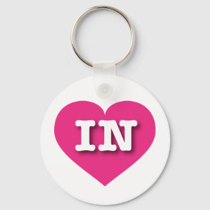 Porte-clés Indiana Hot Pink Heart - I love IN