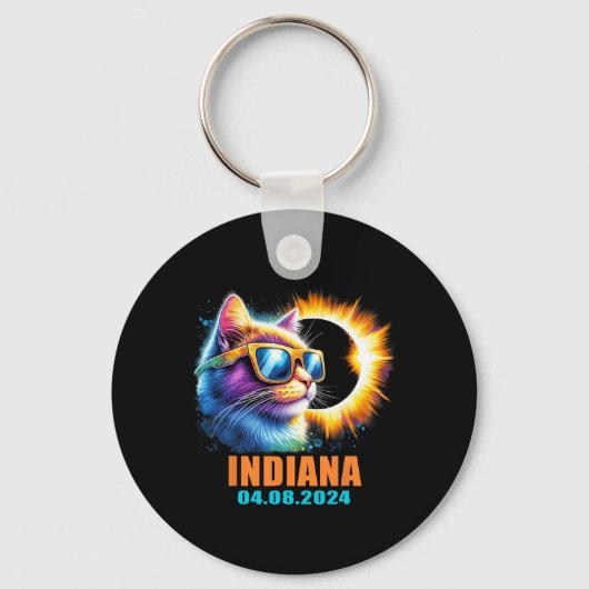 Porte-clés Indiana Total Solar Eclipse 2024 Cat Solar Eclipse (Recto)