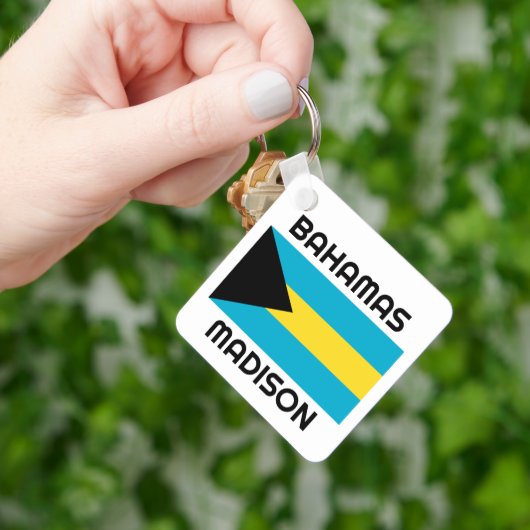 Porte-clés Indicateur Bahamas du nom personnalisé (main)
