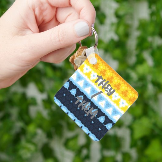 Porte-clés Indicateur de la fierté AroAce Super géométrique B (main)