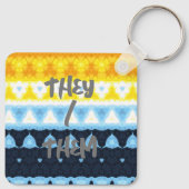 Porte-clés Indicateur de la fierté AroAce Super géométrique B (Dos)