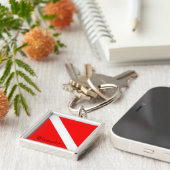 Porte-clés Indicateur SCUBA Diver Down personnalisé rouge et (Côté)