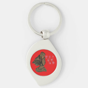 Porte-clés Indonési Poupée Ombre Hohoho Design sur toile roug