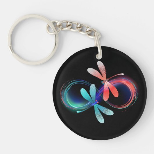 Porte-clés Infini avec des libellules lumineuses (Devant)