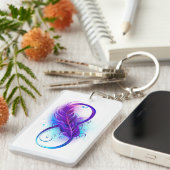 Porte-clés Infini avec plume violette (Devant droit)