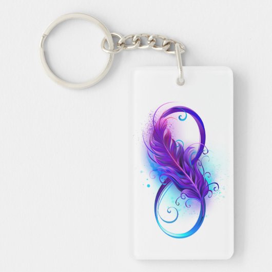 Porte-clés Infini avec plume violette (Devant)