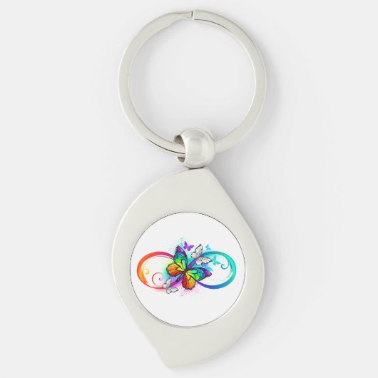 Porte-clés Infini lumineux avec papillon arc-en-ciel (Devant)