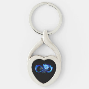 Porte-clés Infini lumineux avec rose bleue