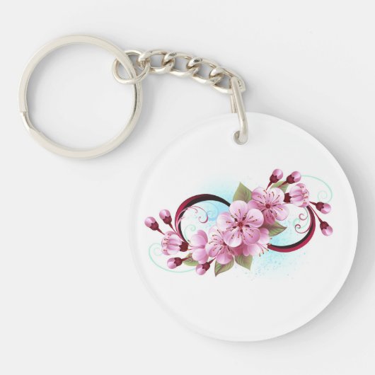 Porte-clés Infinité avec les fleurs Sakura (Devant)
