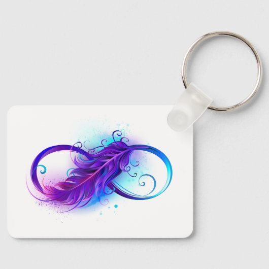 Porte-clés Infinité avec plumes violettes (Recto)