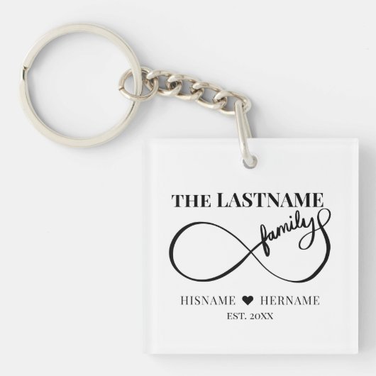 Porte-clés Infinity Personalized Family Name and Est. Date (Devant)