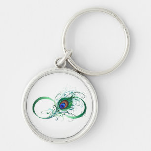 Porte-clés Infinity Symbol with Peacock Feather
