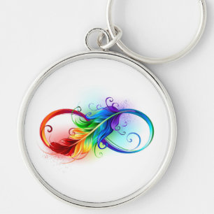 Porte-clés Infinity Symbol with Rainbow Feather