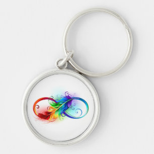 Porte-clés Infinity Symbol with Rainbow Feather