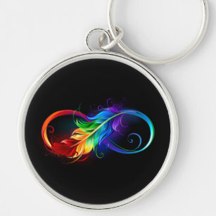 Porte-clés Infinity Symbol with Rainbow Feather